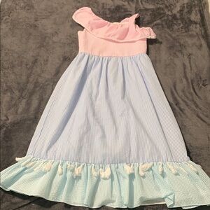Rare Editions Pink and Blue Striped Dress
